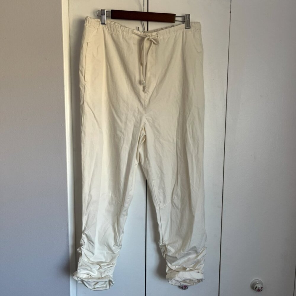 Free People Cream Drawstring Cropped Joggers